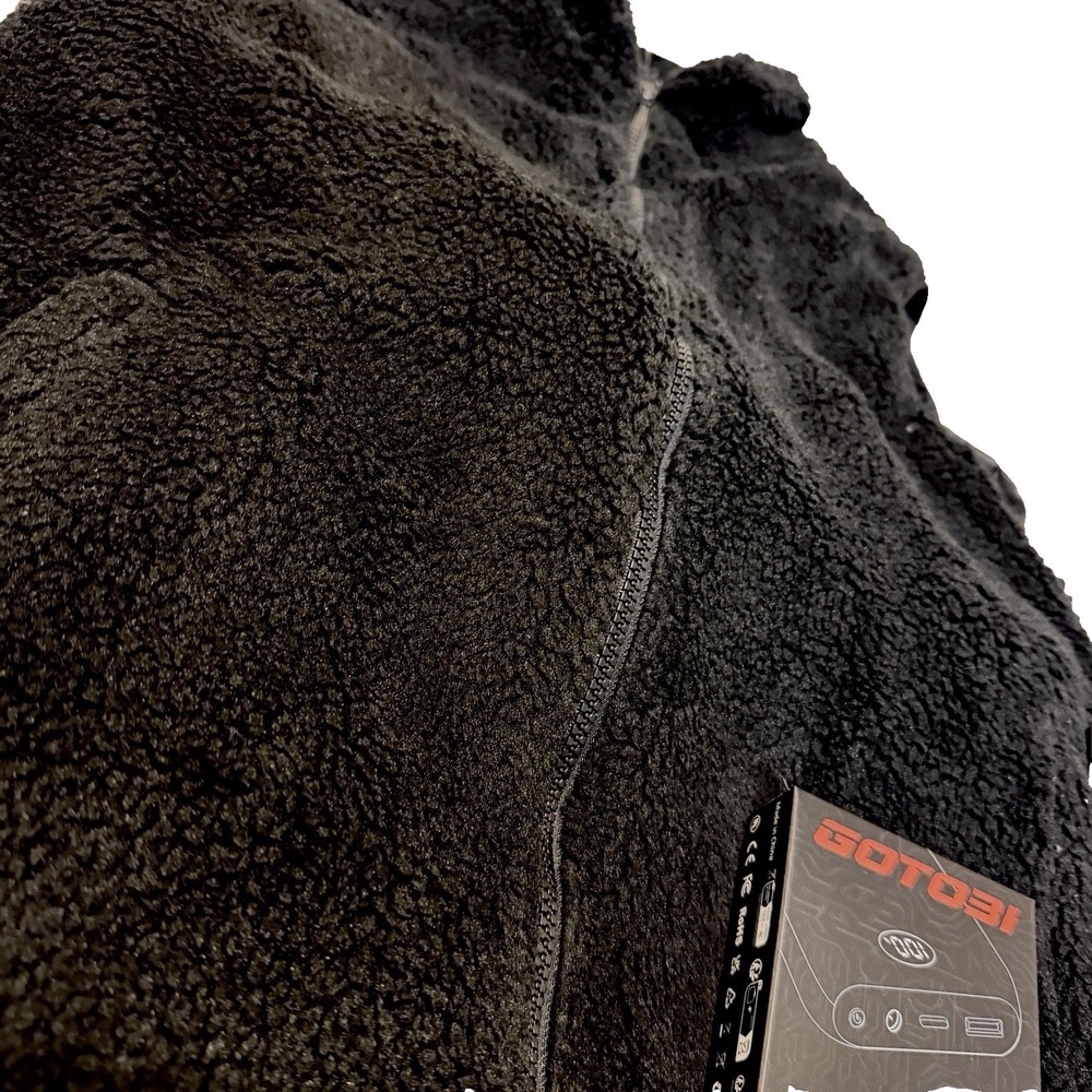 Rechargeable Heated Vest Black Fuzzy Fleece Vest Size Large‎ Women Battery - Picture 3 of 9